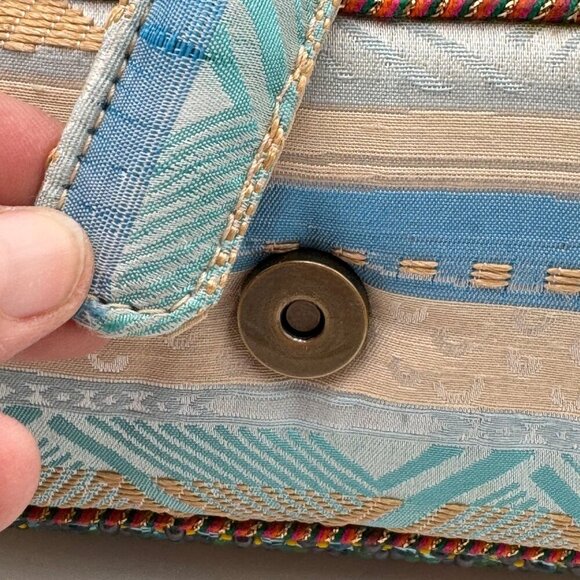 Mary Frances floral motif beaded bag teal orange green *read* - Picture 11 of 16